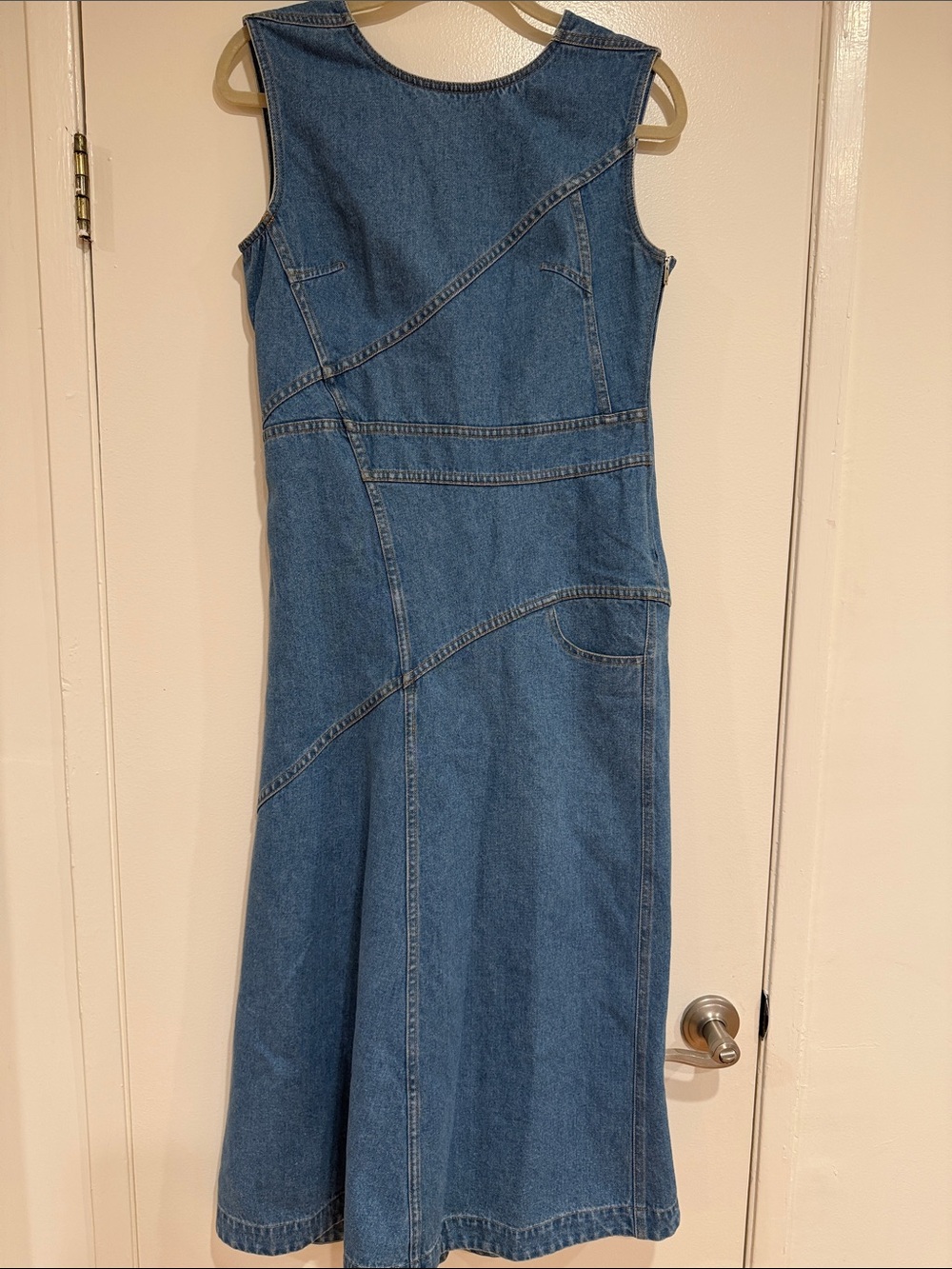 Orig $895 Christian Wijnants Seam Detail Light Blue Denim Midi Dress (Euro 38) - Picture 4 of 6